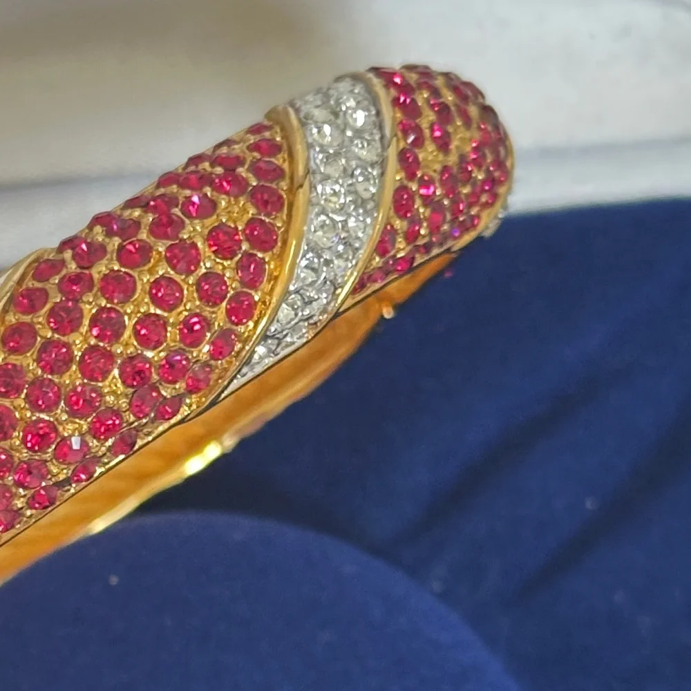 Camrose & Kross Jacqueline BouvierGold-Tone Bracelet with Red and Clear Crystals